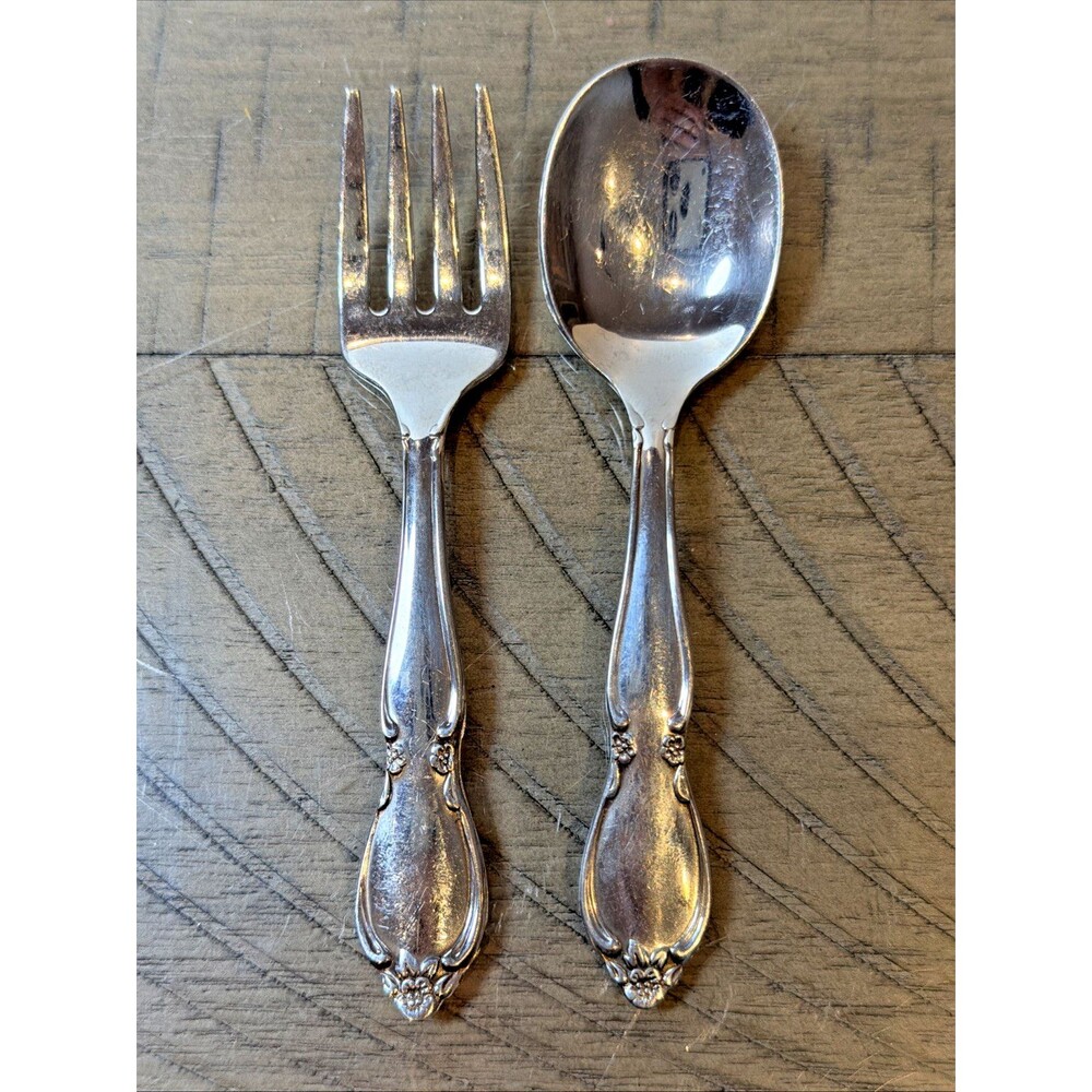 Oneida Toddletime Stainless 2 Piece Set Toddler Baby Child Spoon Fork Flatware